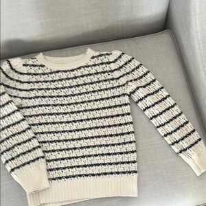 La Vie Rebecca Taylor Black and White Crew Neck Striped Sweater